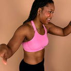 Side view of Cloud sports bra providing soft support and comfort during gym and functional training.